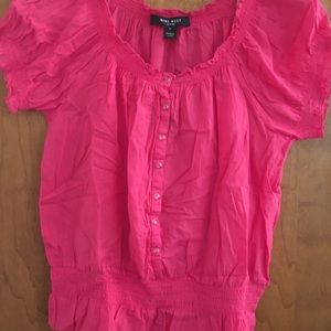 Nine West Jeans Pink Pulse Shelby Peasant Top Sz M